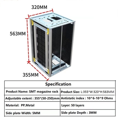 プラスチック金属折り畳み式SMT ESD PCBの貯蔵は伝導性のマガジン ラックを悩ます