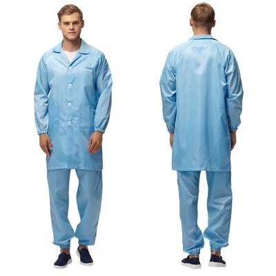 反静的なESDの仕事のスーツ98%ポリエステル2%カーボン クリーン ルームの衣服