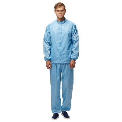 反静的なESDの仕事のスーツ98%ポリエステル2%カーボン クリーン ルームの衣服