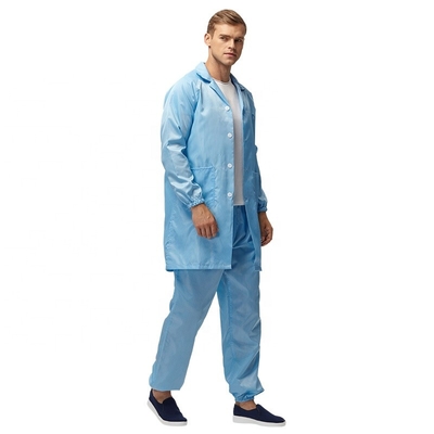 反静的なESDの仕事のスーツ98%ポリエステル2%カーボン クリーン ルームの衣服