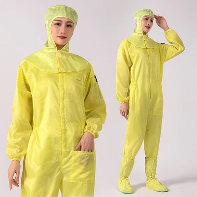 ESDのクリーン ルームは労働者のスーツの反静的なつなぎ服100D*100Dに着せる