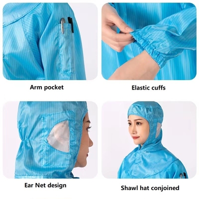 ESDのクリーン ルームは労働者のスーツの反静的なつなぎ服100D*100Dに着せる