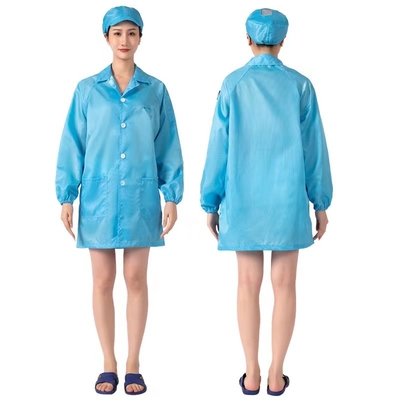 すべては反静的な衣服の注文のリント・フリー布のクリーンルームの労働のスーツを大きさで分類する