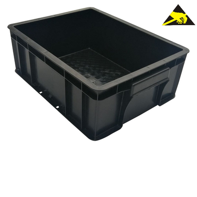 Esdのプラスチックの箱のクリーンルームの黒のプラスチック循環帯電防止保護のための安全な箱Esd PCBの皿Esdの積み重ね可能な大箱